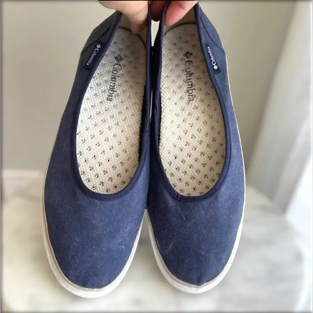 Columbia Crankbait Slip-ons Flats Boat Shoes Navy Denim Size 9.5